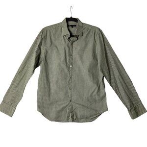 Saks Fifth Avenue 611 Dress Shirt Men Size Small Micro Plaid Long Sleeve Cotton